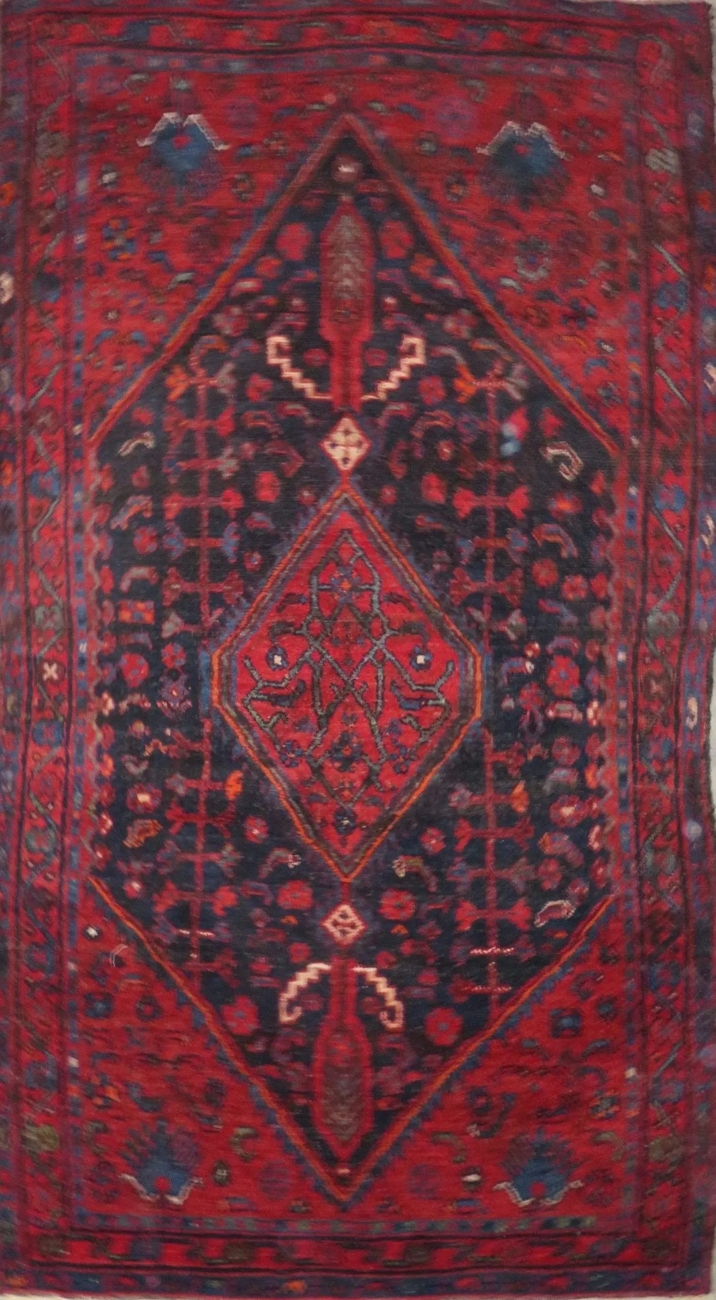 One Of The Kind Hand-Knotted Persian Wool Rug _ Luxurious Vintage Design, 7'7" x 4'0", Artisan Crafted